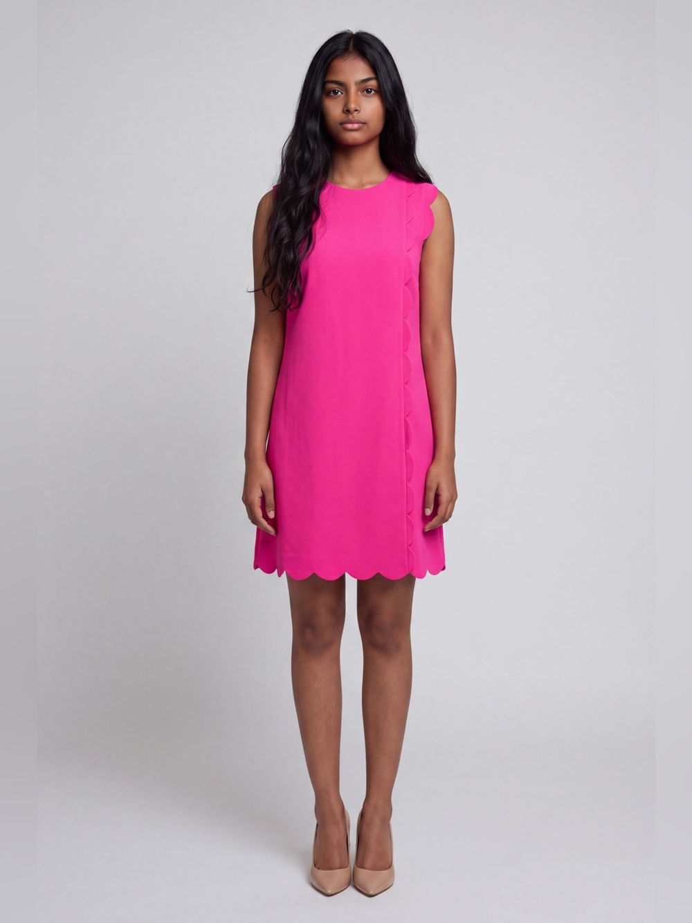 Ted Baker London Bright Pink Scallop-Hem Sleeveless Shift Dress